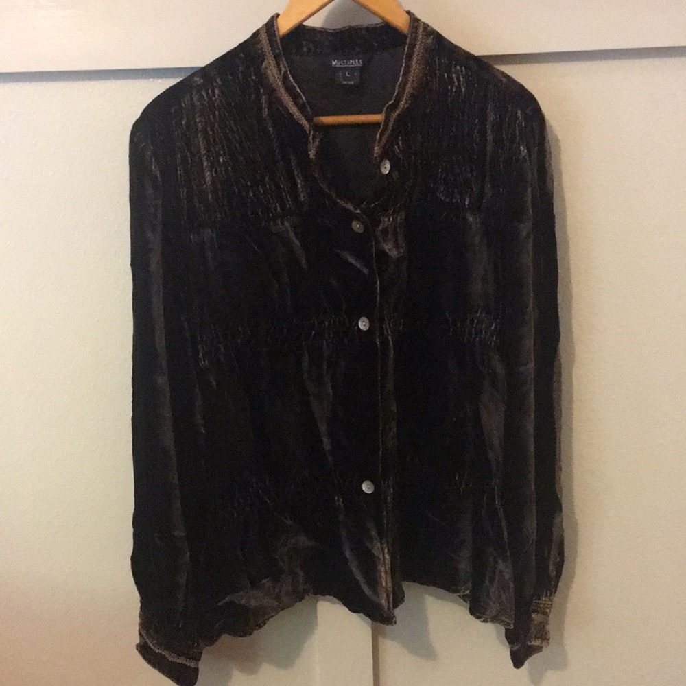 Brown Velvet Button Up Shirt
